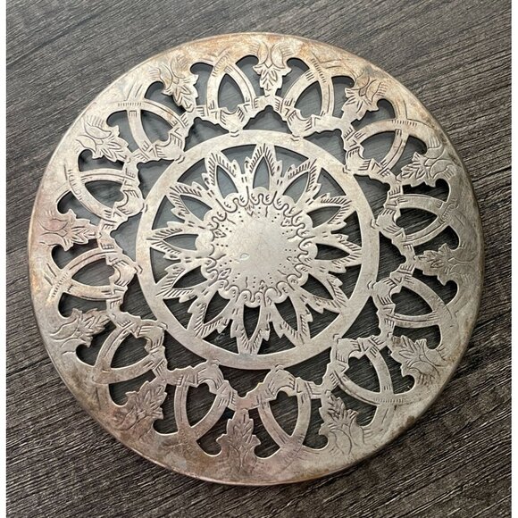 Vintage Raimond #254 Silverplate Glass Round Trivet Hot Plate 6" Diameter Spain - Picture 1 of 7